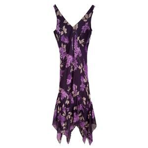 Vintage Jonathan Martin Y2K Fairy Floral Silk Asymmetric Bias Slip Dress 6